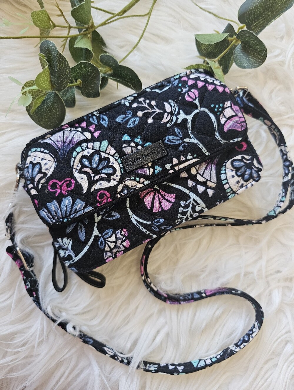 Vera Bradley RFID All In One Crossbody OR Wristlet Double Zip Wallet